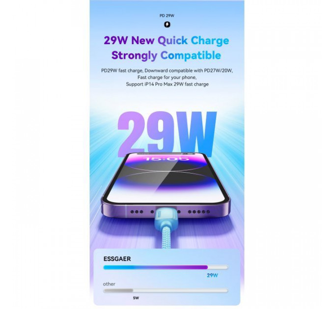 Дата кабель USB-C to Lightning 2.0m 20W blue Essager (EXCTL-WLA03-P)