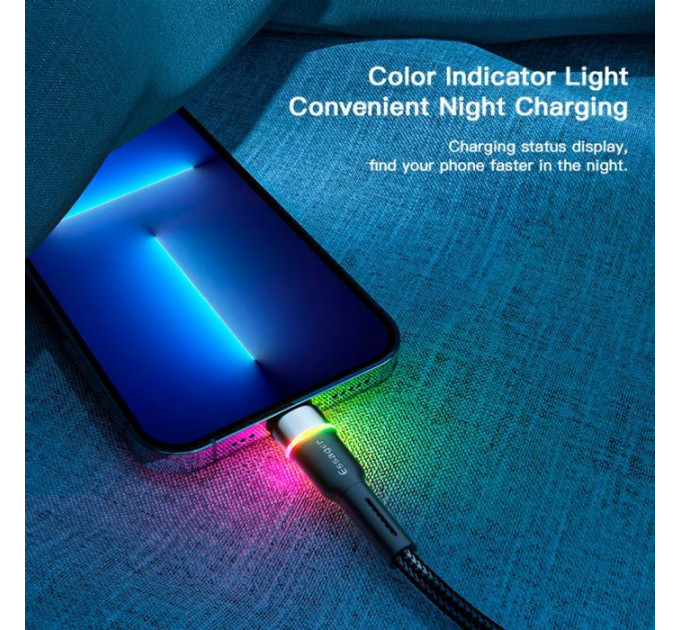 Дата кабель USB 2.0 AM to Lightning 2.0m 2.4A LED black Essager (EXCL-XCDA01)