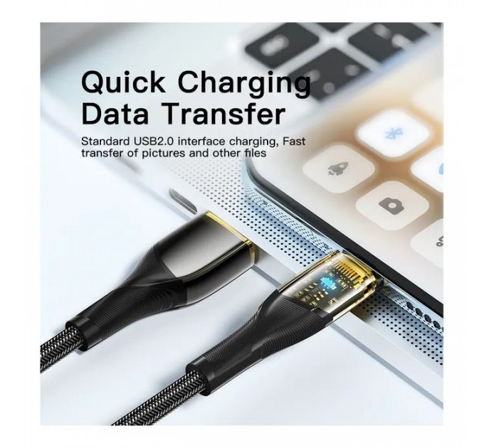 Дата кабель USB 2.0 AM to USB-C 2.0m 7A black Essager (EXCT-XJA01-P)