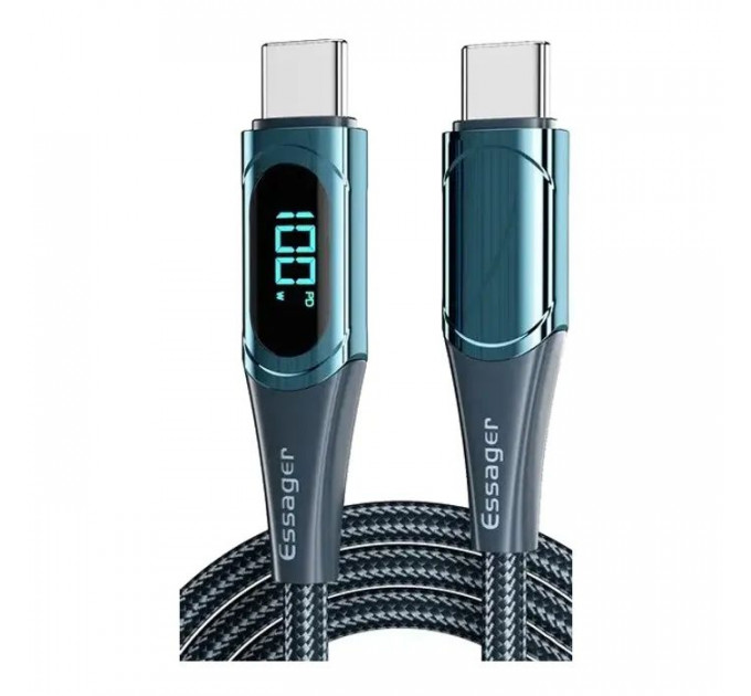 Дата кабель USB-C to USB-C 1.0m 100W Digital Display blue Essager (ES-XCTT1-YD03)