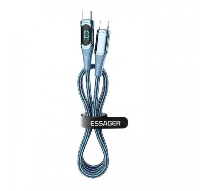 Дата кабель USB-C to USB-C 1.0m 100W Digital Display blue Essager (ES-XCTT1-YD03)