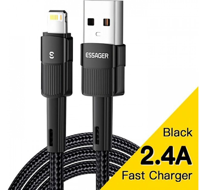 Дата кабель USB 2.0 AM to Lightning 2.0m 2.4A black Essager (EXCL-XCA01) Дата кабель USB 2.0 AM to Lightning 2.0m 2.4A black Essager (EXCL-XCA01)
