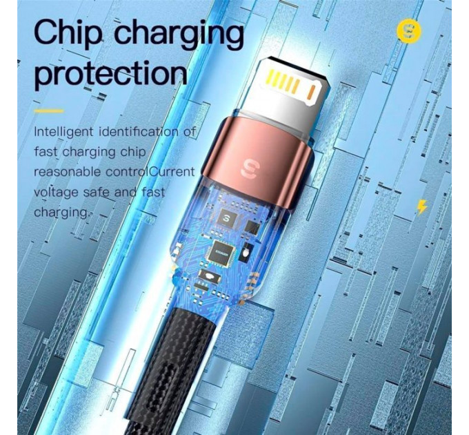 Дата кабель USB 2.0 AM to Lightning 2.0m 2.4A black Essager (EXCL-XCA01)