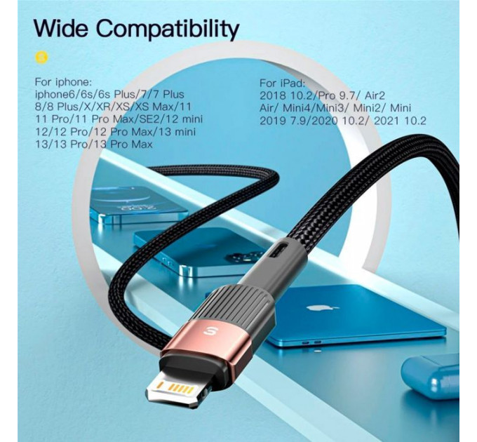 Дата кабель USB 2.0 AM to Lightning 2.0m 2.4A black Essager (EXCL-XCA01)