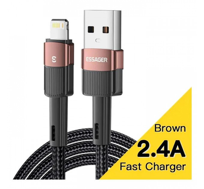 Дата кабель USB 2.0 AM to Lightning 2.0m 2.4A brown Essager (EXCL-XCA12)