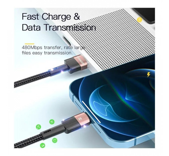 Дата кабель USB 2.0 AM to Lightning 2.0m 2.4A brown Essager (EXCL-XCA12)