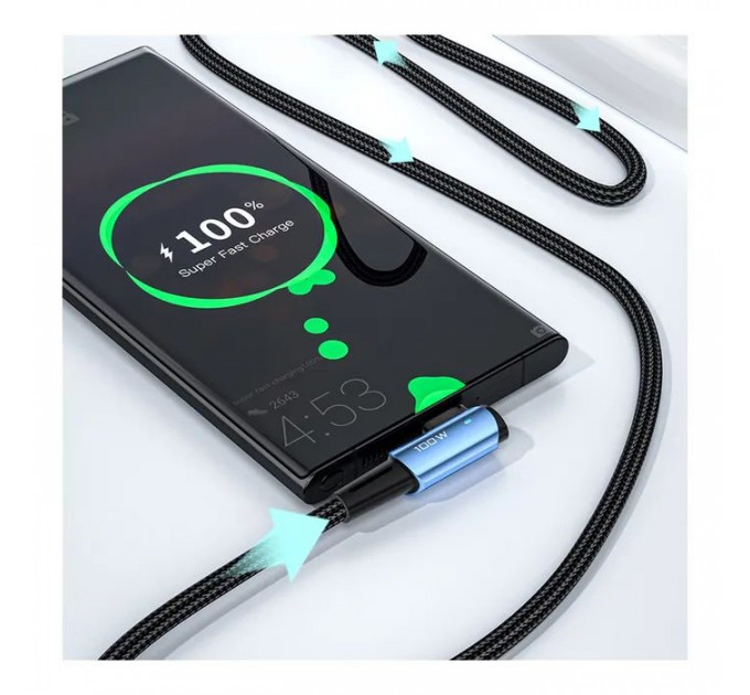 Дата кабеля USB-C to USB-C 3.0m 100W 90° corner black Essager (EXCTT1-CGWTC01)