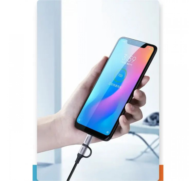 Дата кабеля USB 2.0 AM to USB-C + Micro 5P 1.0m 3A US177 black Ugreen (30875)