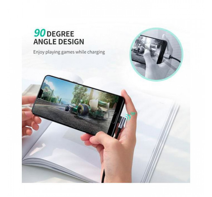 Дата кабель USB 2.0 AM to USB-C 3.0m 3A US284 90° corner black Ugreen (70255)