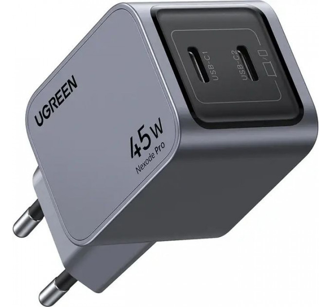 Зарядний пристрій Ugreen 2xUSB-C PD45W GaN X707 gray (35008)