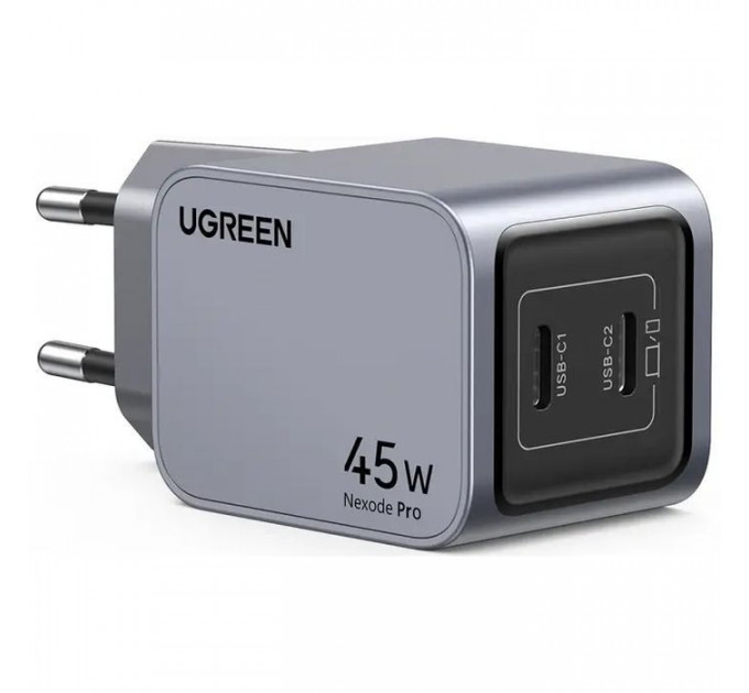 Зарядний пристрій Ugreen 2xUSB-C PD45W GaN X707 gray (35008)
