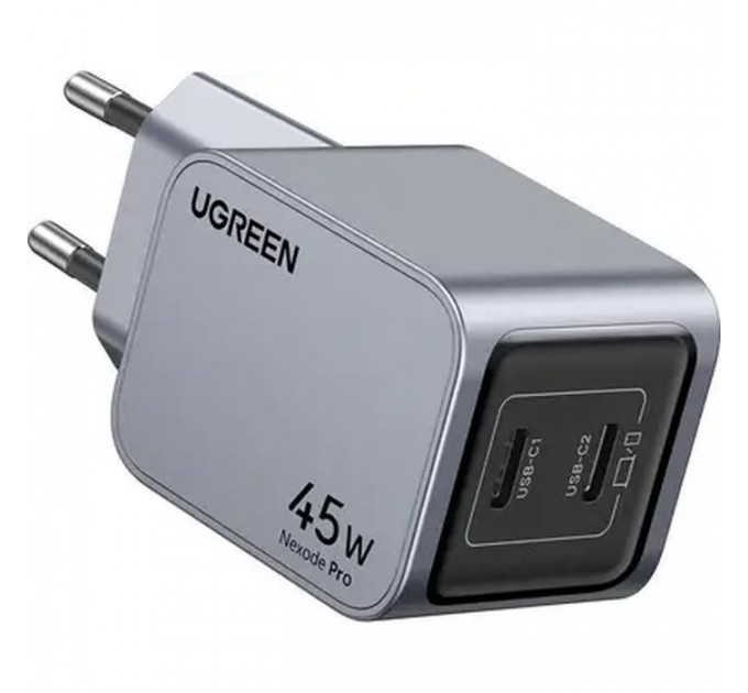 Зарядний пристрій Ugreen 2xUSB-C PD45W GaN X707 gray (35008)