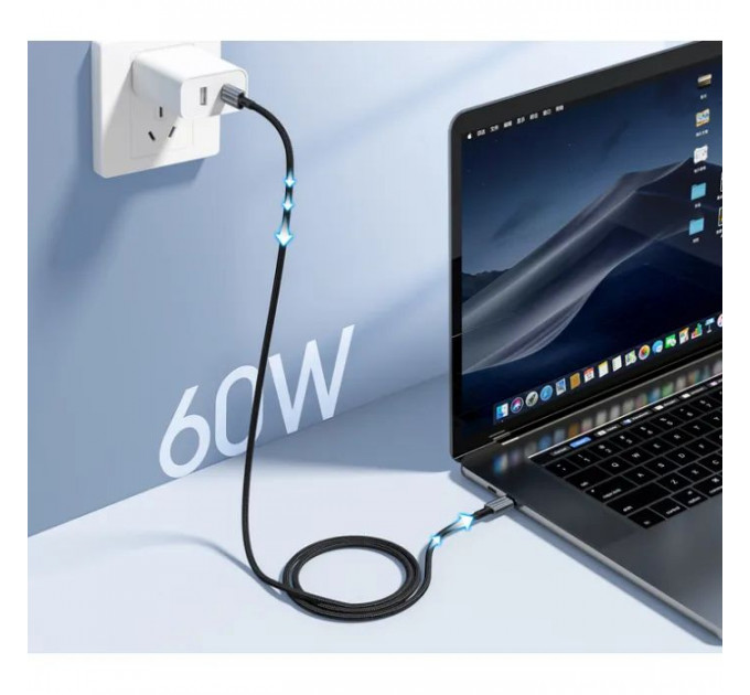 Дата кабеля USB-C to USB-C 2.0m PD60W black Choetech (6932112105035)