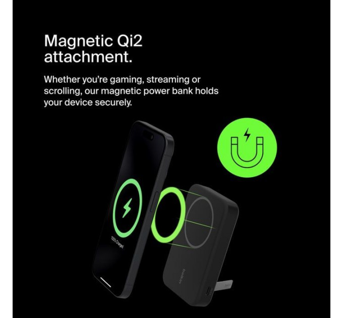 Батарея універсальна Belkin 8000mAh MagSafe Wireless Qi2 Black (BPD007BTBK)