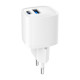 Зарядное устройство для Gembird 1xUSB-C PD20W + 1xUSB QC3.0 white (TA-UC-PDQC20-W-01)