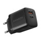 Зарядний пристрій AXAGON 1xUSB QC4.0 + 1xUSB-C PD30W PPS black (ACU-PQ30)