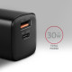 Зарядное устройство для AXAGON 1xUSB QC4.0 + 1xUSB-C PD30W PPS black (ACU-PQ30)