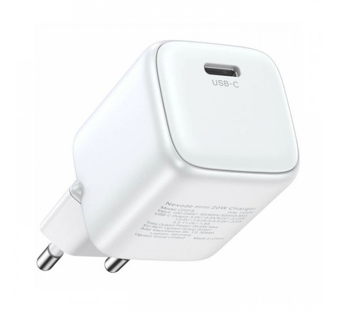 Зарядний пристрій Ugreen USB-C PD20W GaN X512 white (55554)