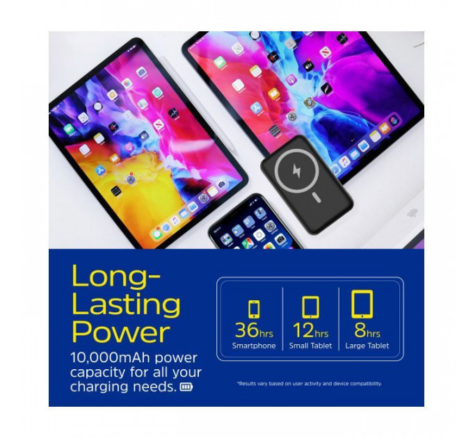 Батарея універсальна Energizer Magnetic Wireless 10000mAh 22.5W PD USB-A, USB-C In\/Out, Black (QM10002PQ)