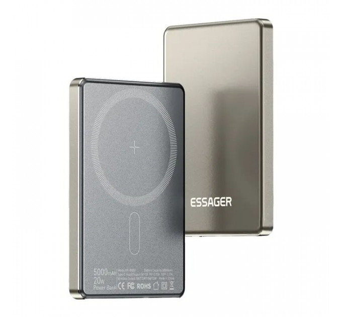 Батарея універсальна Essager 5000mAh Cross-border magnetic 20W PD QC\/3.0 (EDY5K-YJ0A-Z)