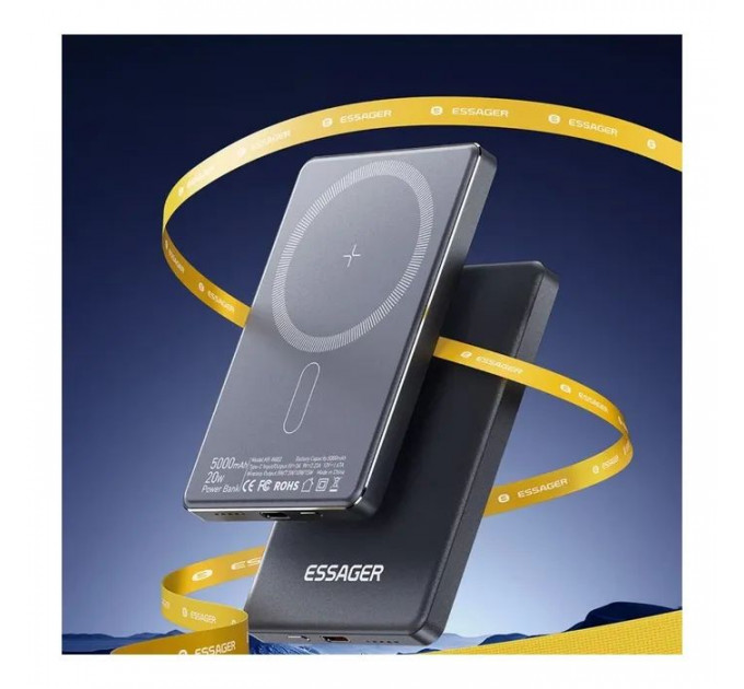 Батарея універсальна Essager 5000mAh Cross-border magnetic 20W PD QC\/3.0 (EDY5K-YJ0A-Z)