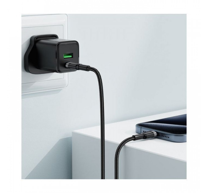Дата кабель USB-C to USB-C 1.2m 60W black Acefast (6974316285137)