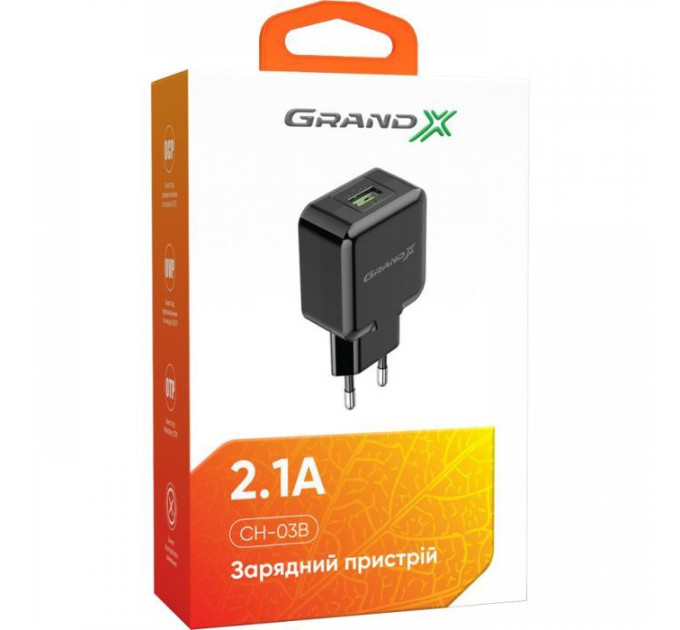 Зарядное устройство для Grand-X CH-03B (5V\/2,1A) Black (CH-03B)