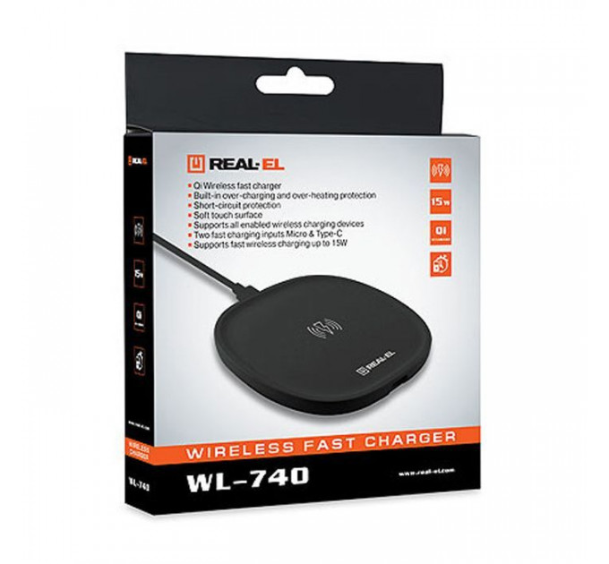 Зарядний пристрій REAL-EL WL-740 black (EL123160019)