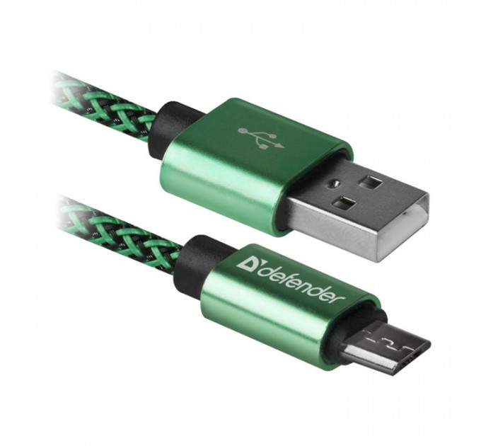 Дата кабель USB 2.0 AM to Micro 5P 1.0m USB08-03T green Defender (87804)