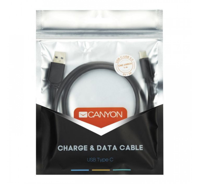 Дата кабель USB 2.0 AM to Type-C 1.8m 1A black Canyon (CNE-USBC2B)