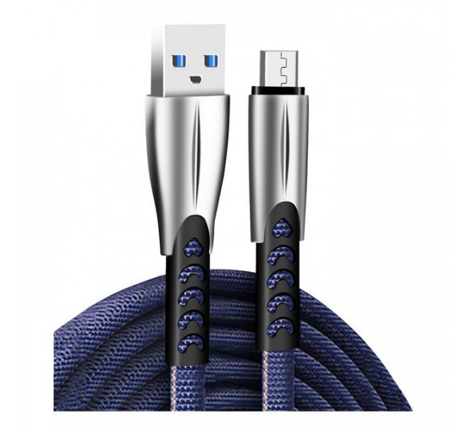 Дата кабель USB 2.0 AM to Micro 5P 1.0m zinc alloy blue ColorWay (CW-CBUM011-BL)
