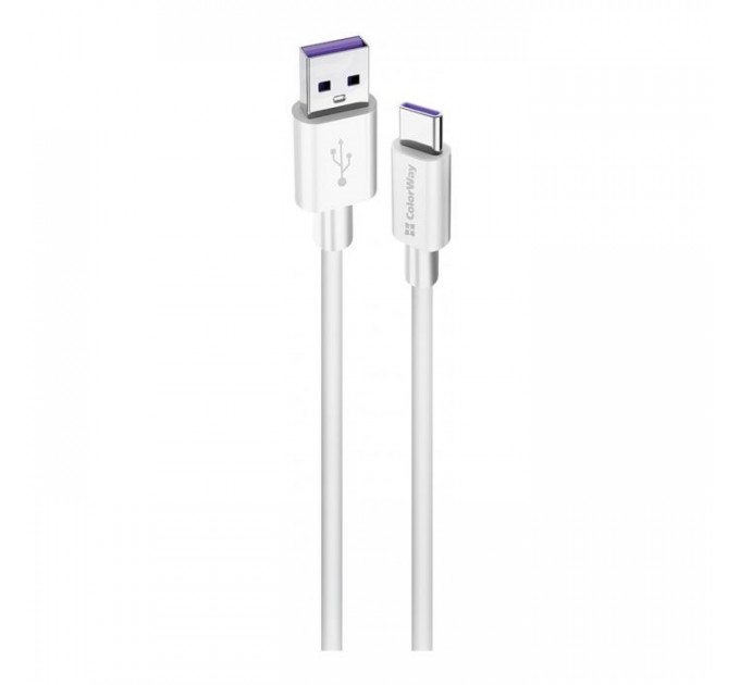 Дата кабеля USB 2.0 AM to USB-C 1.0m 5A white ColorWay (CW-CBUC019-WH) Дата кабеля USB 2.0 AM to USB-C 1.0m 5A white ColorWay (CW-CBUC019-WH)