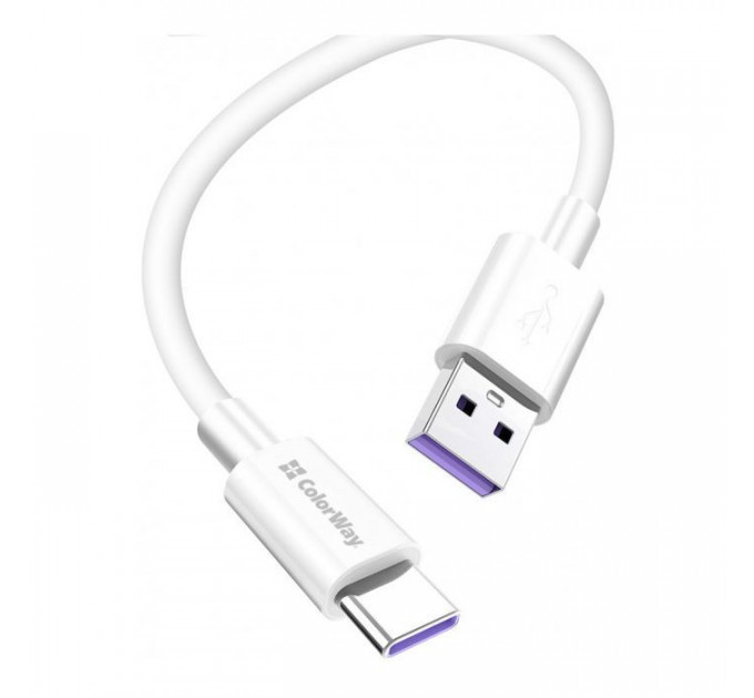 Дата кабеля USB 2.0 AM to USB-C 1.0m 5A white ColorWay (CW-CBUC019-WH)