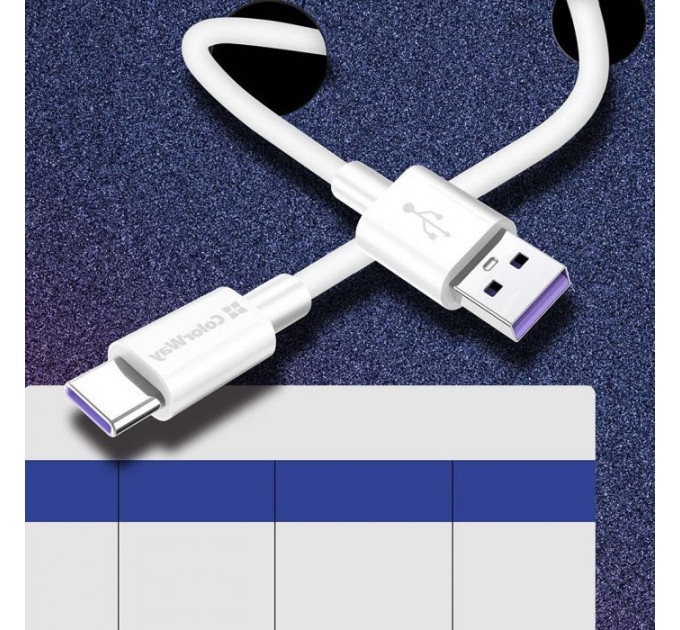 Дата кабеля USB 2.0 AM to USB-C 1.0m 5A white ColorWay (CW-CBUC019-WH)