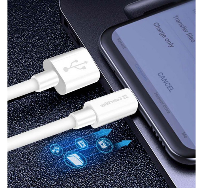 Дата кабеля USB 2.0 AM to USB-C 1.0m 5A white ColorWay (CW-CBUC019-WH)