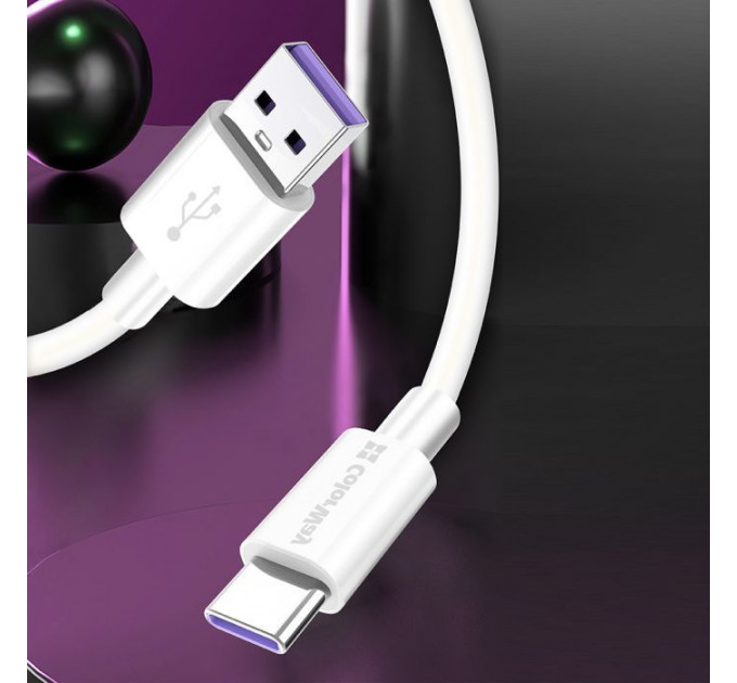 Дата кабеля USB 2.0 AM to USB-C 1.0m 5A white ColorWay (CW-CBUC019-WH)