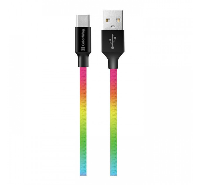 Дата кабеля USB 2.0 AM to USB-C 1.0m Multicolor ColorWay (CW-CBUC018-MC)