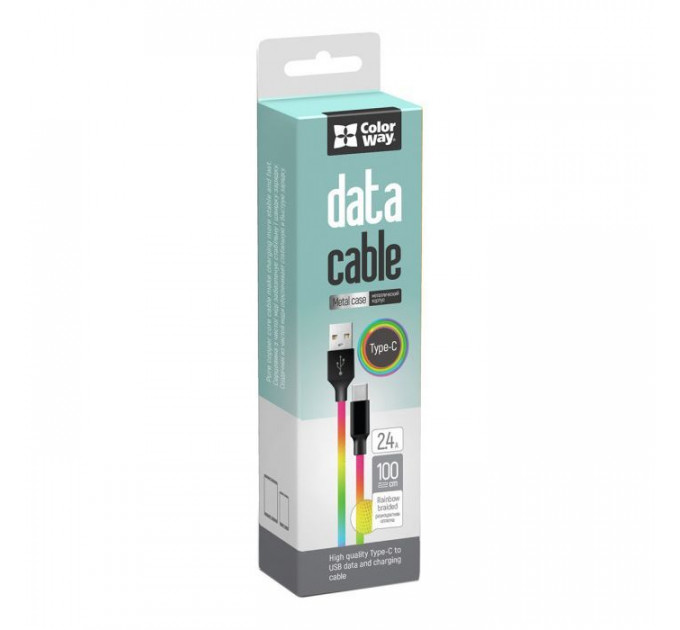 Дата кабеля USB 2.0 AM to USB-C 1.0m Multicolor ColorWay (CW-CBUC018-MC)