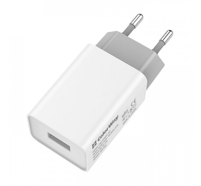 Зарядний пристрій ColorWay 1USB AUTO ID 2A (10W) (CW-CHS012-WT)