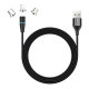 Дата кабель USB 2.0 AM to Lightning + Micro 5P + USB-C 1.0m Magnetic ColorWay (CW-CBUU038-BK)