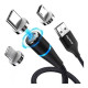 Дата кабель USB 2.0 AM to Lightning + Micro 5P + USB-C 1.0m Magnetic ColorWay (CW-CBUU038-BK)