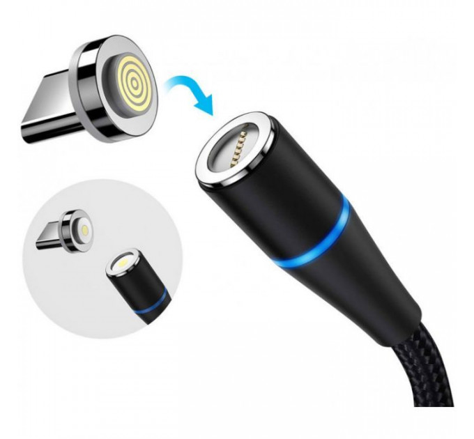 Дата кабель USB 2.0 AM to Lightning + Micro 5P + USB-C 1.0m Magnetic ColorWay (CW-CBUU038-BK)