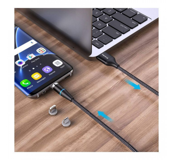 Дата кабель USB 2.0 AM to Lightning + Micro 5P + USB-C 1.0m Magnetic ColorWay (CW-CBUU038-BK)