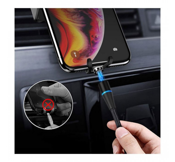 Дата кабель USB 2.0 AM to Lightning + Micro 5P + USB-C 1.0m Magnetic ColorWay (CW-CBUU038-BK)
