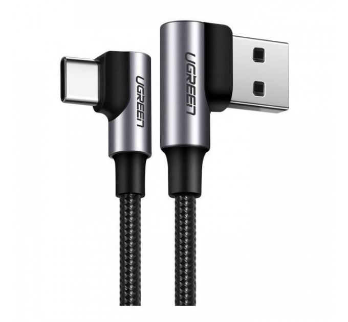 Дата кабель USB 2.0 AM to Type-C 1.0m US176 Both Angled 3A (Black) Ugreen (20856)