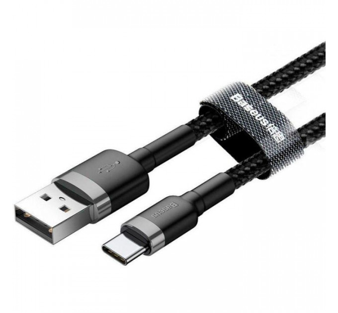 Дата кабель USB 2.0 AM to USB-C 1.0m 3A grey-black Baseus (CATKLF-BG1)