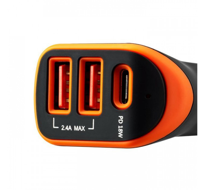 Зарядний пристрій Canyon Universal 3xUSB car adapter Black+Orange (CNE-CCA08BO)