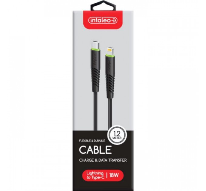 Дата кабель USB-C to Lightning 1.2m CBFLEXTL1 18W black Intaleo (1283126542459)