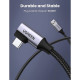 Дата кабель USB 3.0 AM to USB-C 1.0m 60W US385 90° Black Ugreen (20299)