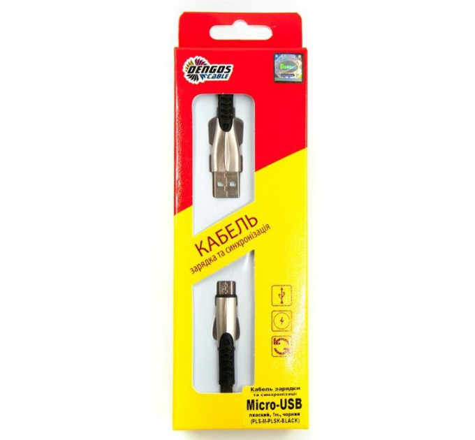 Дата кабель USB 2.0 AM to Micro 5P 1.0m black Dengos (PLS-M-PLSK-BLACK)